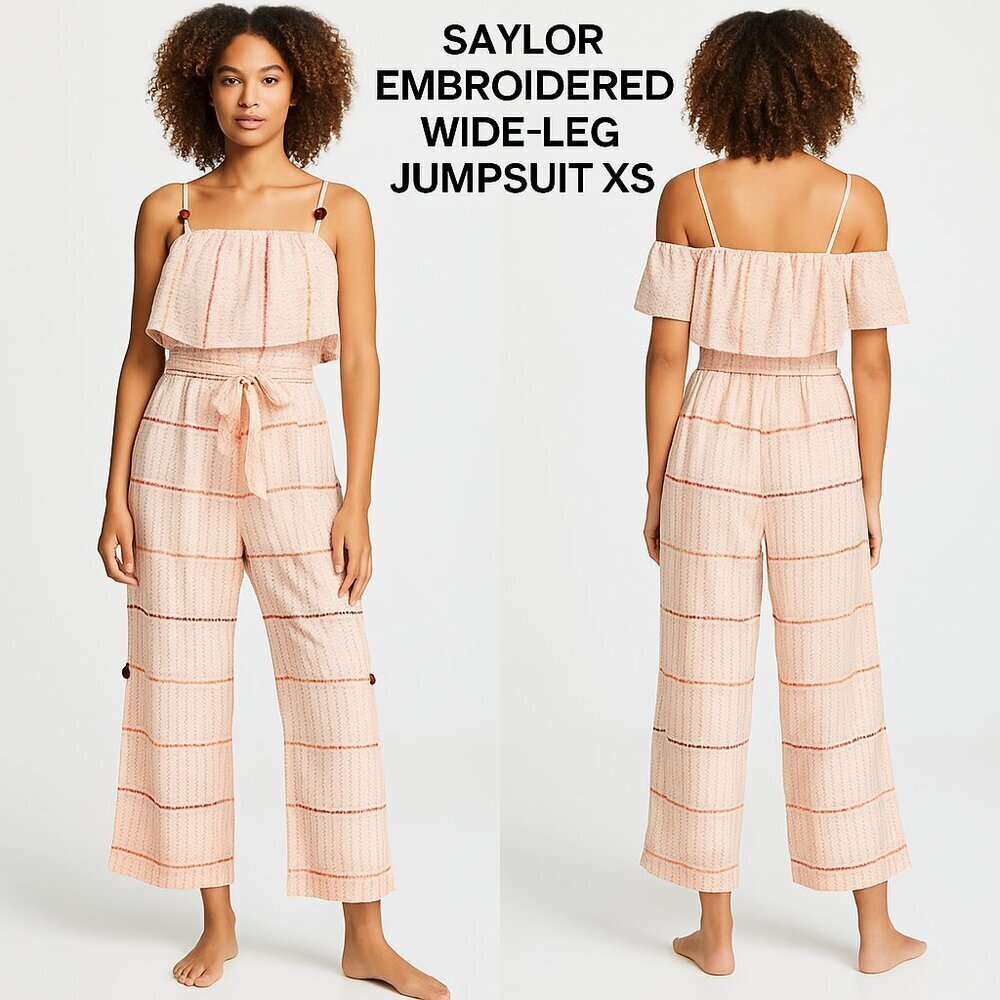 Saylor Embroidered Wide-Leg Jumpsuit XS